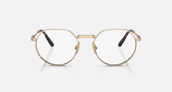 Ray-Ban Eyeglasses Unisex Jack II Titanium Optics Prescription - Arista Gold Frame Clear Lenses 53-20 Polarized