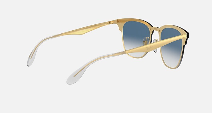 Ray-Ban RB3576-N Clubmaster Sunglasses Gold Frame Blue Gradient Lens Large BLAZE CLUBMASTER Sunglasses in Gold and Blue - RB3576N | Ray  main image 2