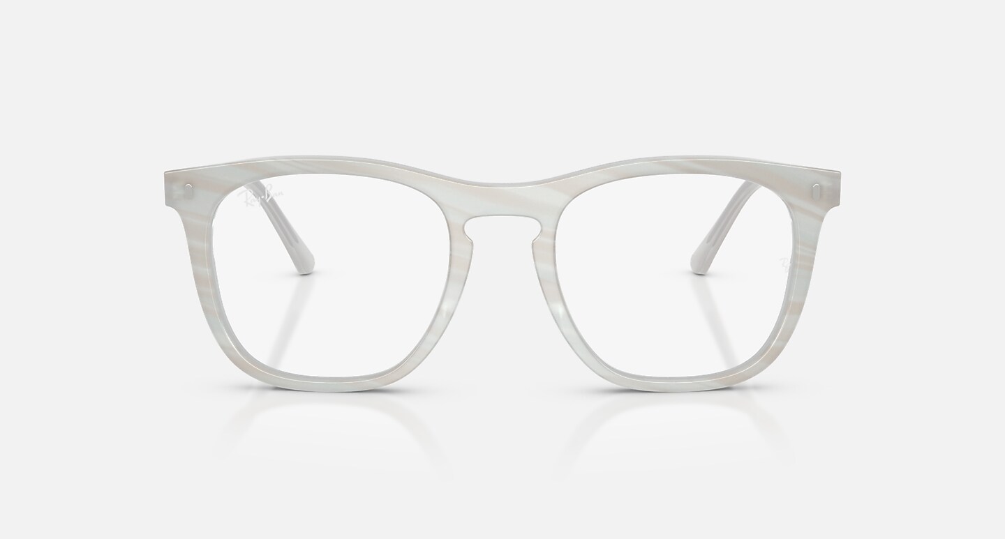 Ray-Ban Eyeglasses Unisex Rb2210v Optics Change Prescription - Photo Striped Light Blue Frame Clear Lenses 53-21 Polarized