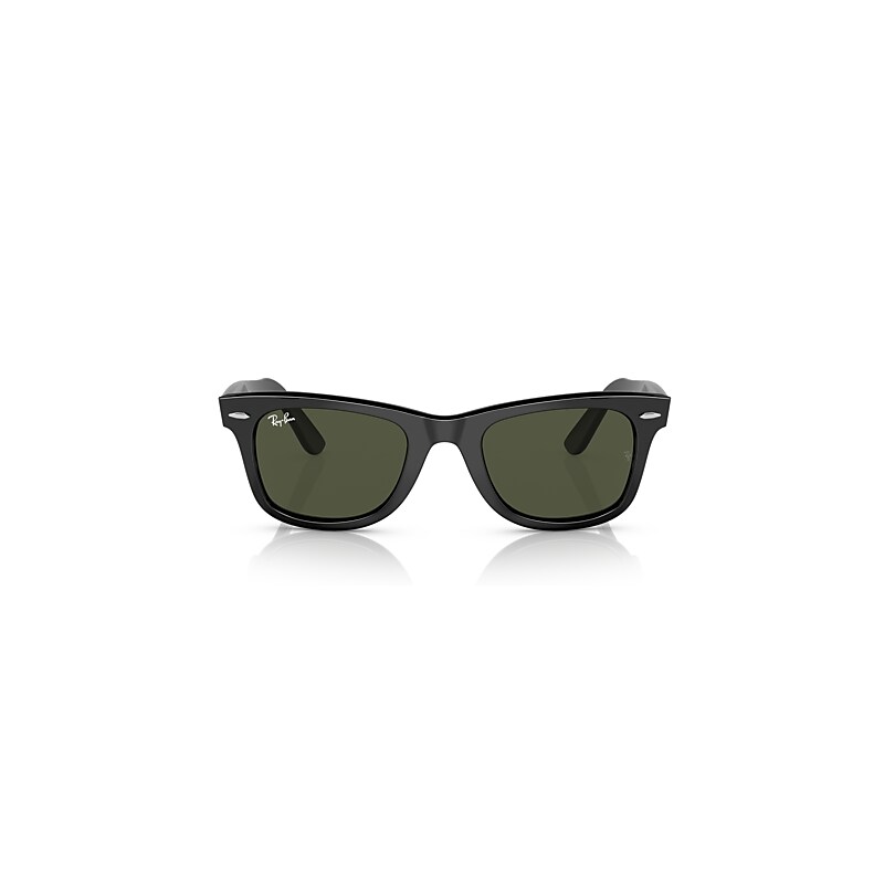 Ray Ban Original Wayfarer Bio-based Sunglasses Black Frame Green Lenses 52-22 In Black