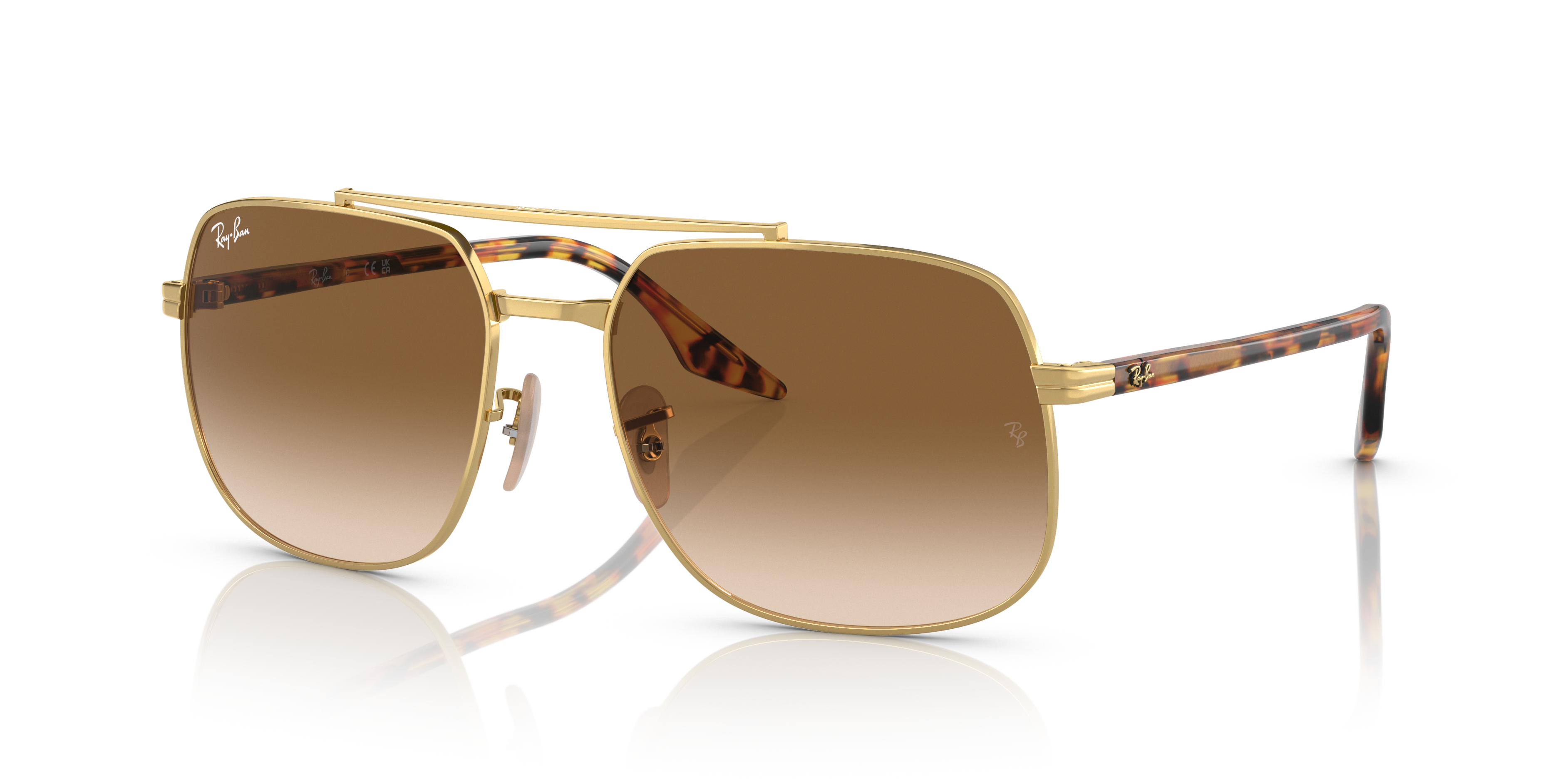 RB3699 Polished Arista Gold Frame Brown Lenses 56-18