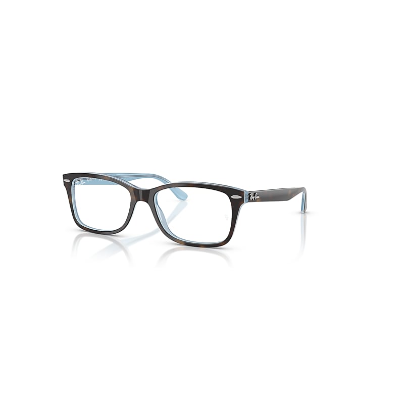 Ray Ban Rb5428 Optics Havana Auf Hellblau Fassung Klar Glas Polarisiert 55-17 In Havana Auf Hellblau