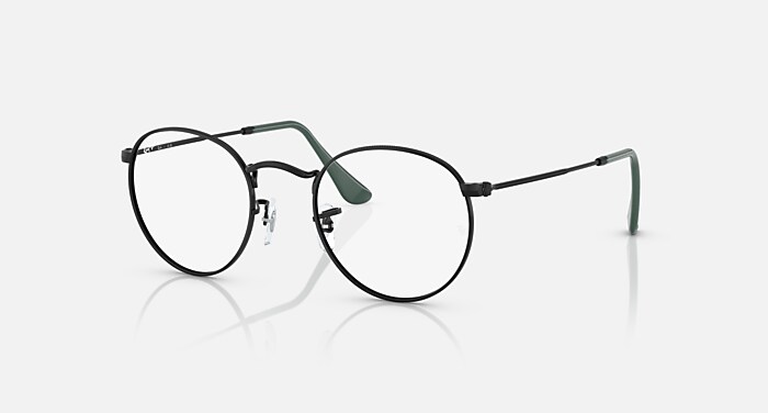 Ray-Ban Eyeglasses Unisex Round Metal Optics Prescription - Black Frame Demo Lens Lenses 50-21