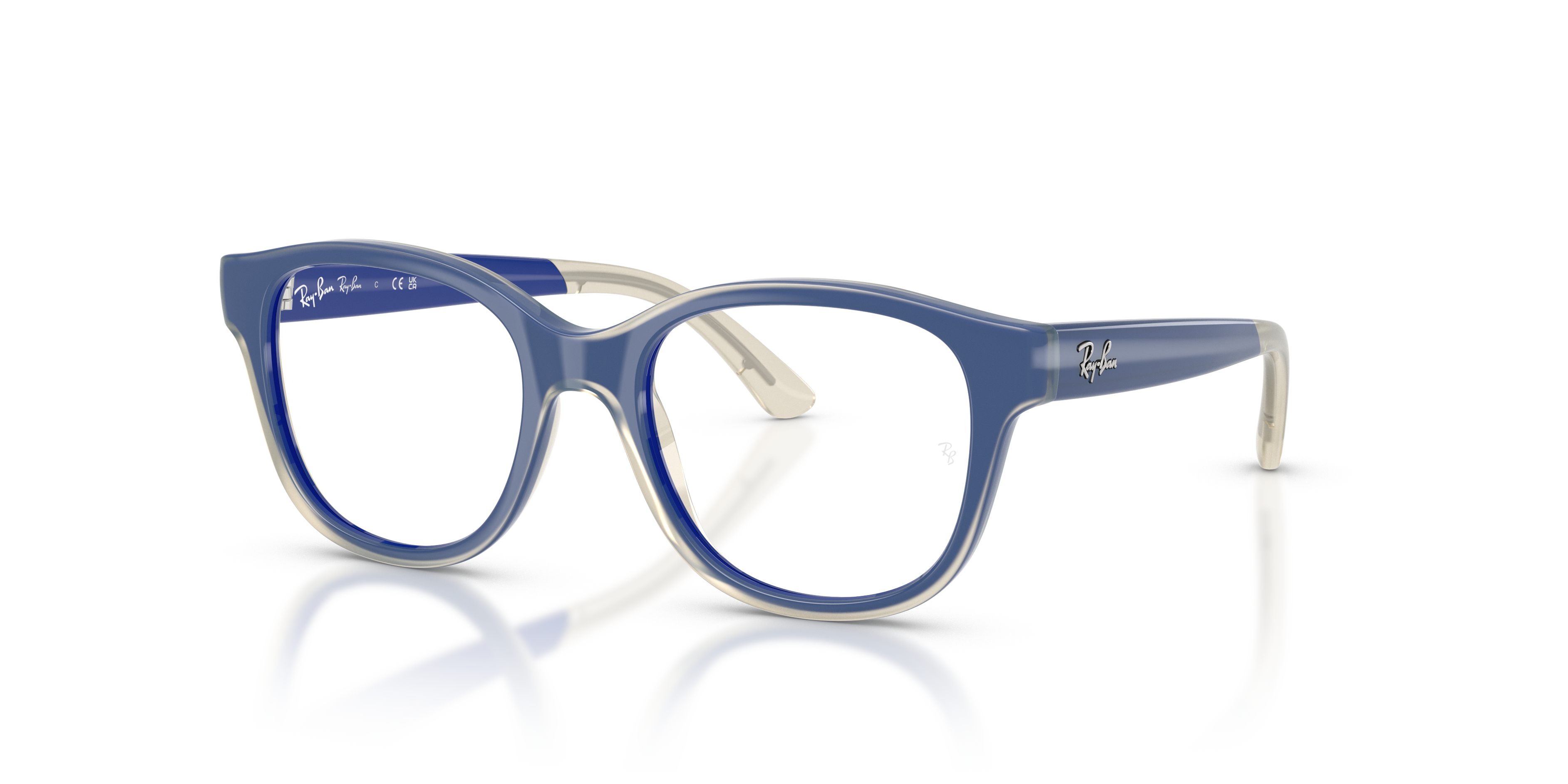 RB1950 OPTICS KIDS BIO-BASED Matte Blue On Transparent Frame Clear Lenses 46-17