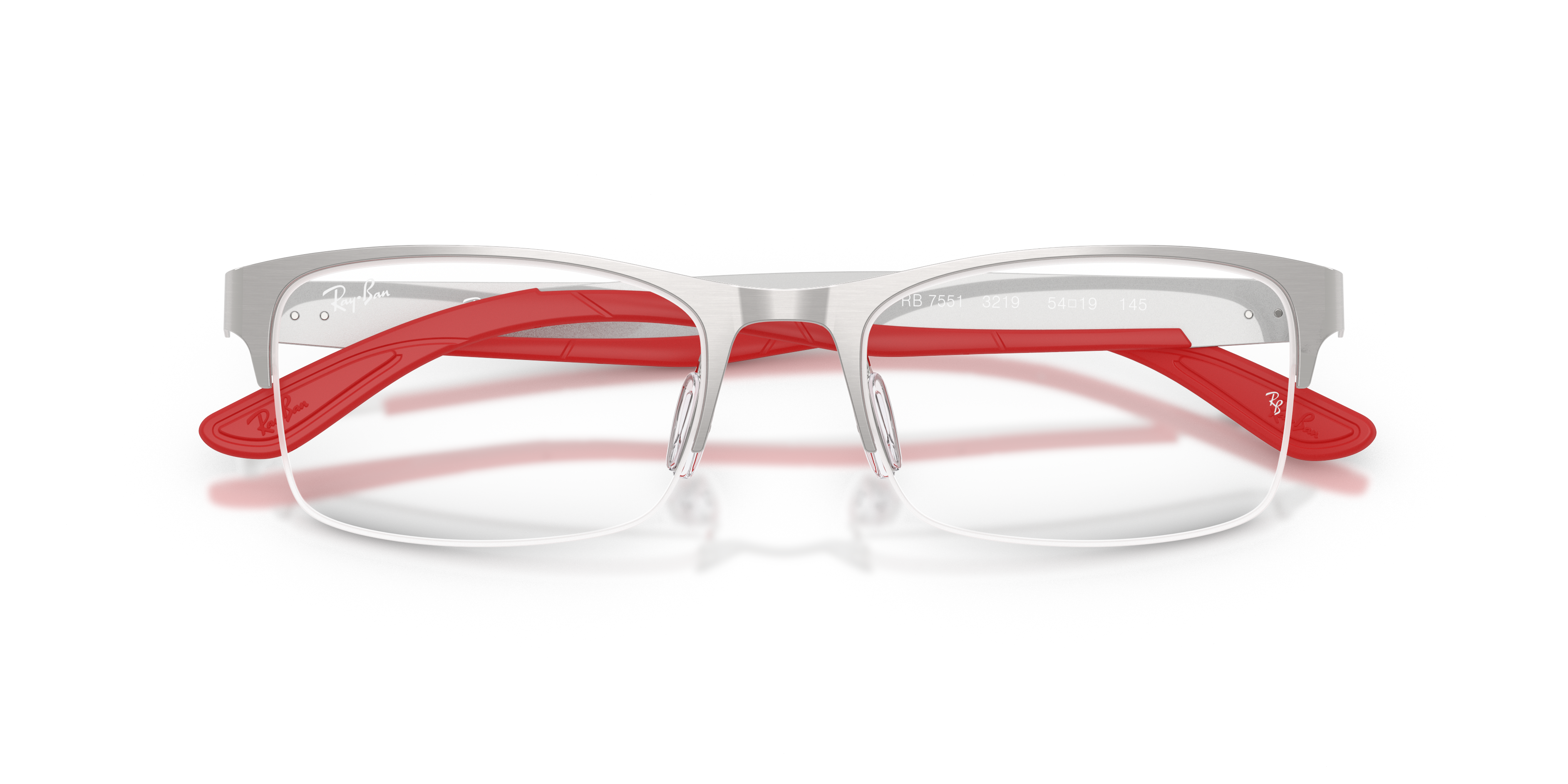 Ray Ban Rb7551 Optics Eyeglasses Silver Frame Clear Lenses Polarized 56-19 In Silver