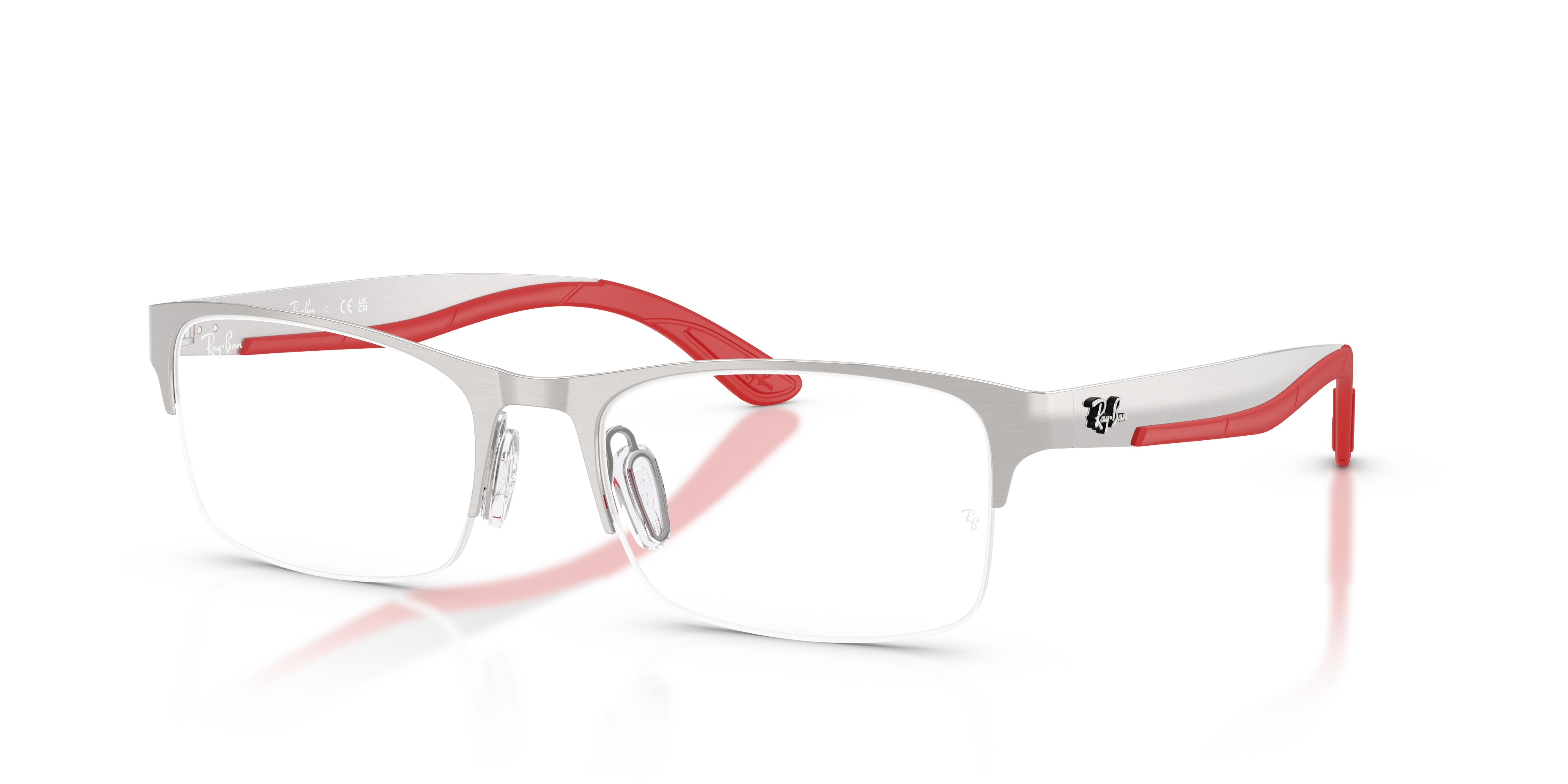 RB7551 OPTICS Polished Silver Frame Clear Lenses 54-19
