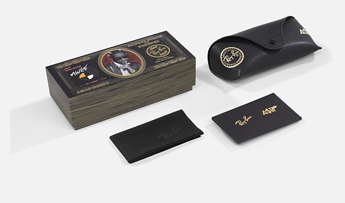 Ray-Ban A$AP Rocky Sunglasses Unisex Mega Clubmaster Blacked Out Collection - Black Frame Grey Lenses 53-21