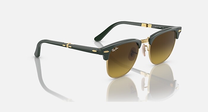 CLUBMASTER FOLDING サングラス ゴールド上にグリーン と ブラウン (51