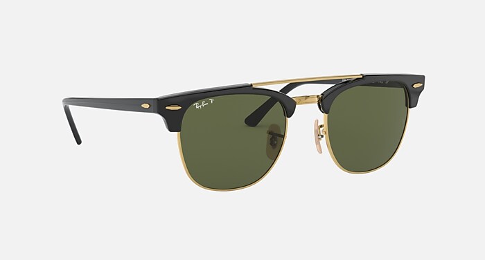 CLUBMASTER DOUBLE BRIDGE Polarized Sunglasses in Black and G-15