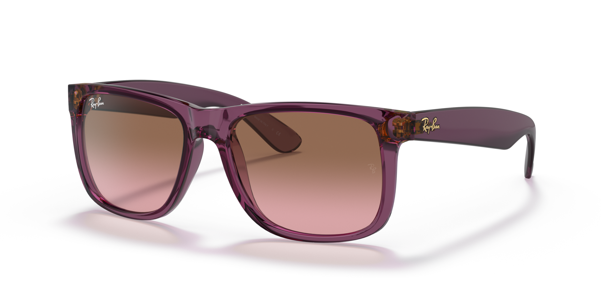 Ray-Ban Justin Classic Lunettes De Soleil - Monture Violet Transparent Verres Brun 54-16