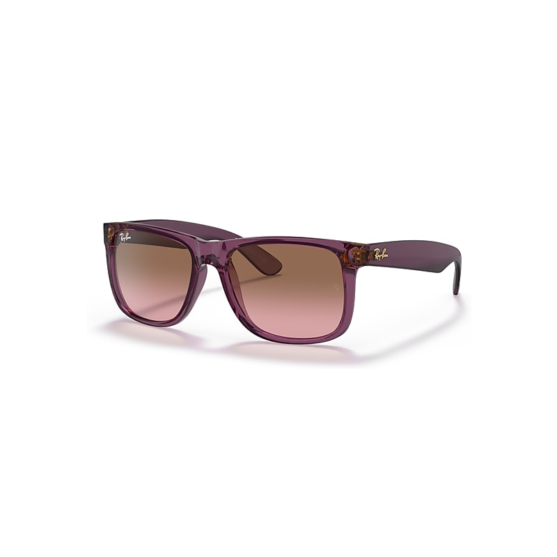 Ray-Ban Justin Classic Gafas De Sol Violeta Transparente Montura Marrón Lentes 54-16