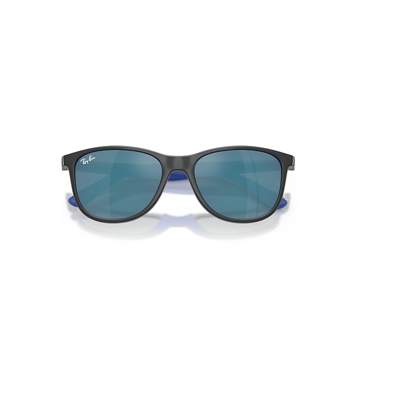 Ray-Ban Rb9077s Kids Bio-based Sunglasses Grey On Rubber Blue Frame Blue Lenses 49-16