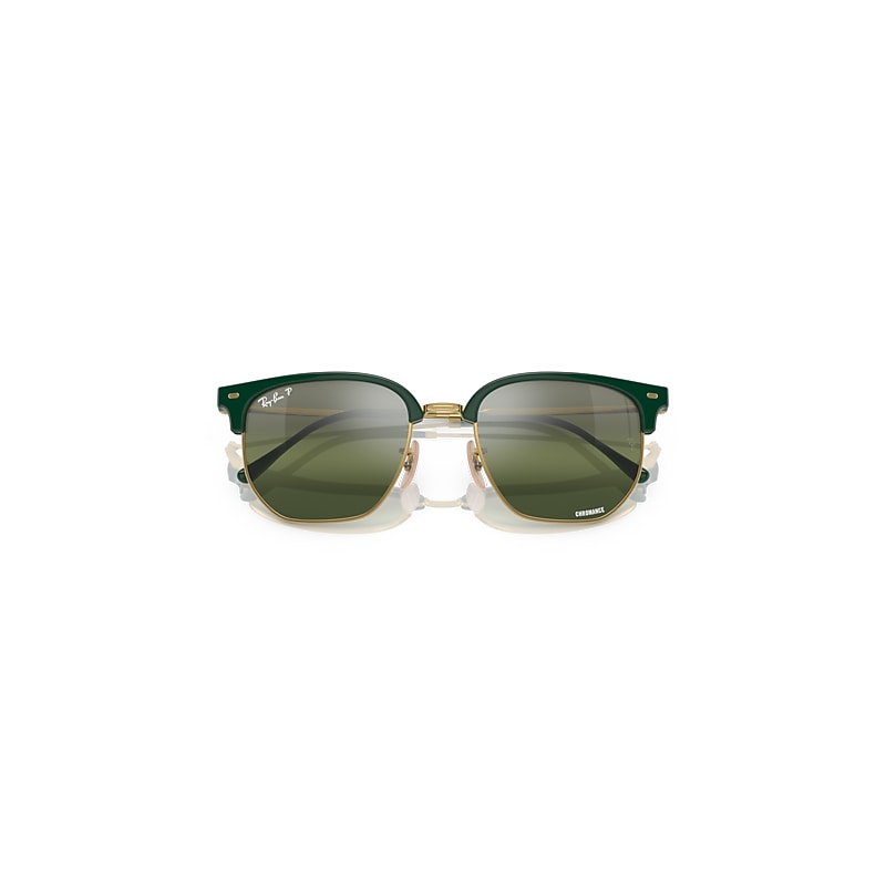 Ray-Ban New Clubmaster Polarized+ Lenses Sunglasses Gold Frame Green Lenses Polarized 53-20