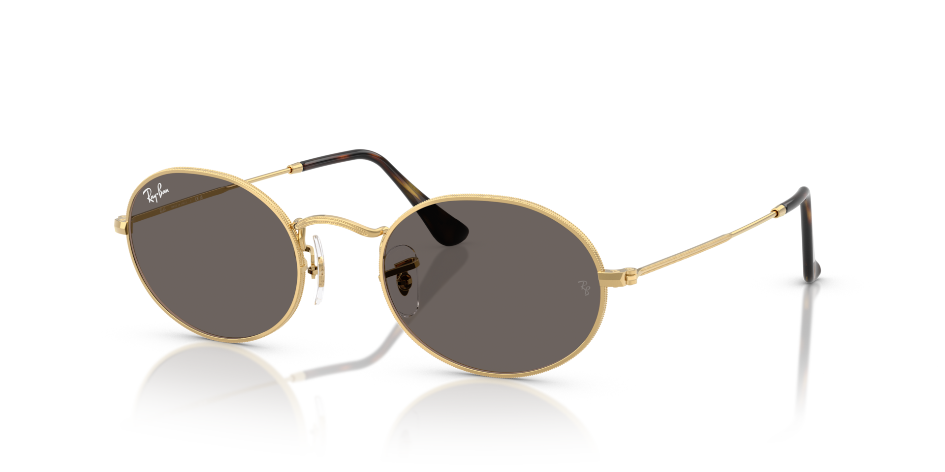 OVAL FLAT LENSES Sunglasses in Arista Gold and Dark Grey - RB3547N