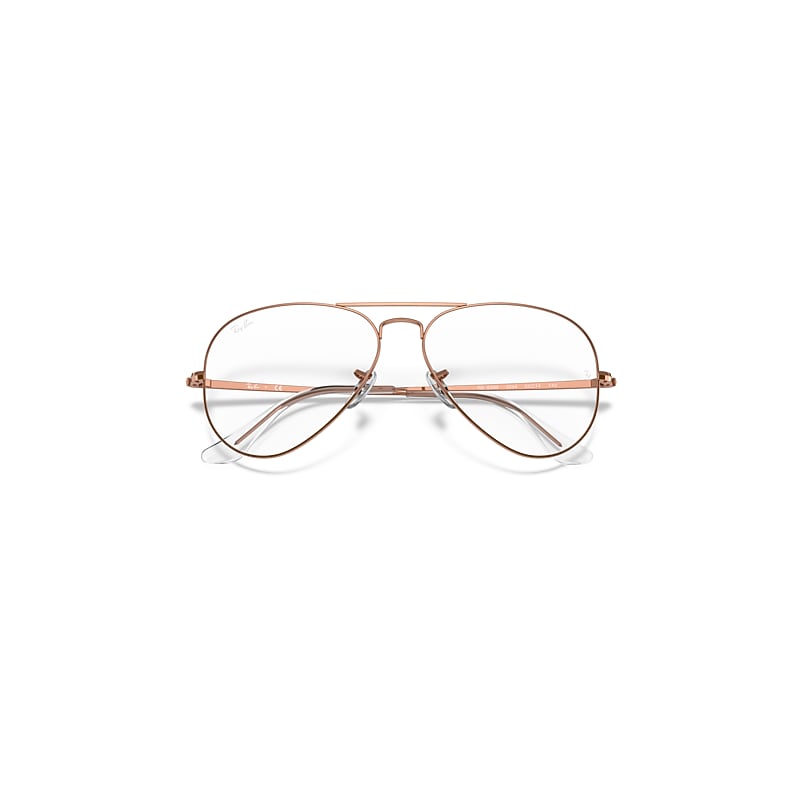 Ray-Ban Aviator Optics Optical Shiny Rose Gold Frame Clear Lenses 55-14