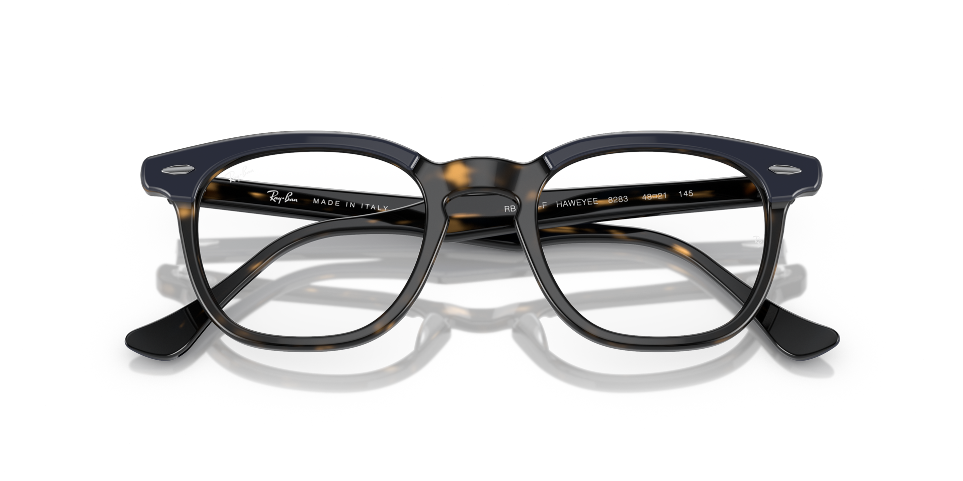 Ray-Ban Hawkeye Optics Eyeglasses Blue On Havana Frame Clear Lenses Polarized 50-21 $105