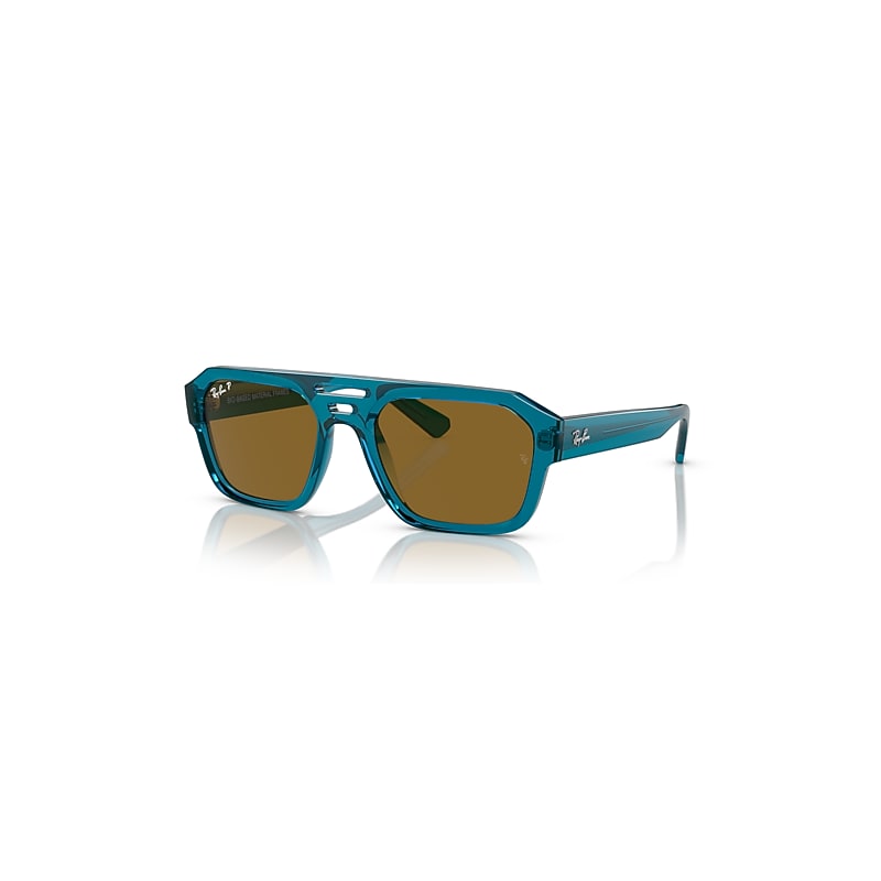 Ray-Ban Sunglasses  Corrigan Bio-Based - Transparent Light Blue Frame Brown Lenses Polarized 54-20, RB4397