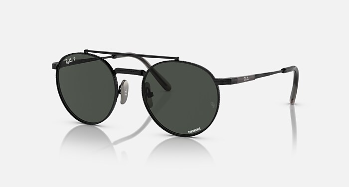 ROUND II TITANIUM Polarized Sunglasses in Black and Dark Grey (50