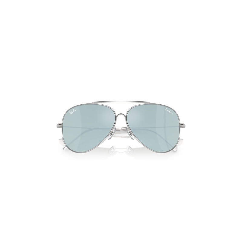Ray-Ban Lenny Kravitz X Aviator Reverse Sunglasses Silver Frame Silver Lenses 59-11