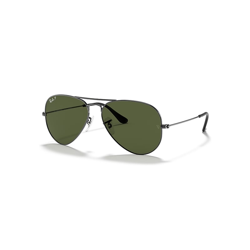Ray-Ban Unisex Grey Aviator Gunmetal Green Polarized Aviator 3025 Sunglasses In - Image 8