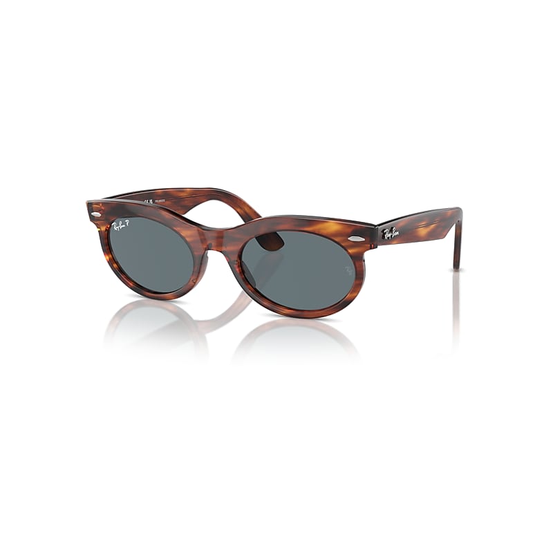 Ray-Ban Wayfarer Oval Gafas De Sol Habana A Rayas Montura Azul Lentes Polarizado 50-22, RB2242