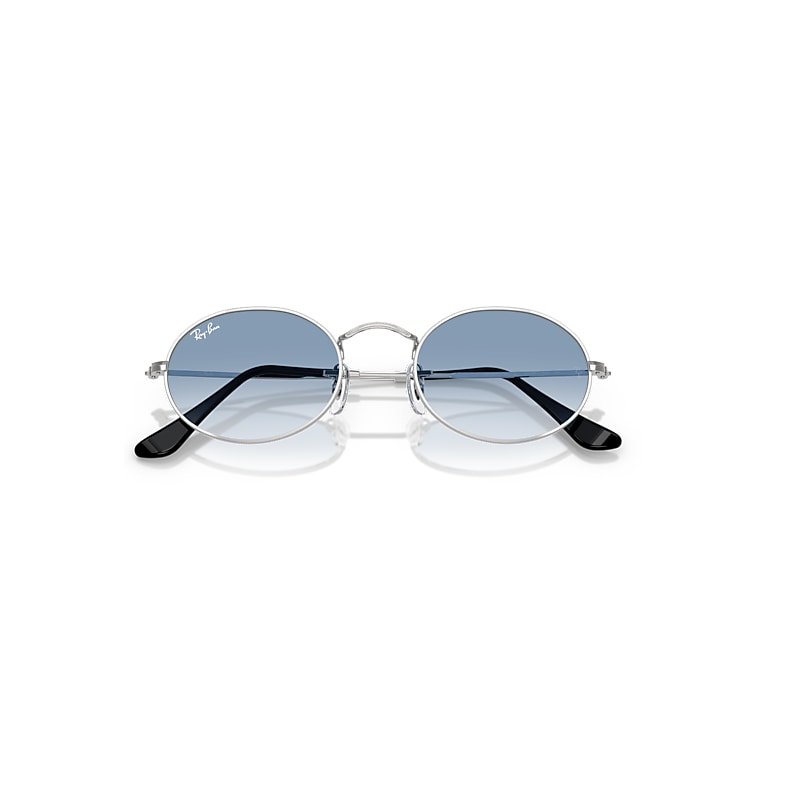 Ray-Ban オーバル サングラス W3051 OVAL METAL Sunglasses in Silver and Clear Gradient Blue (51-21