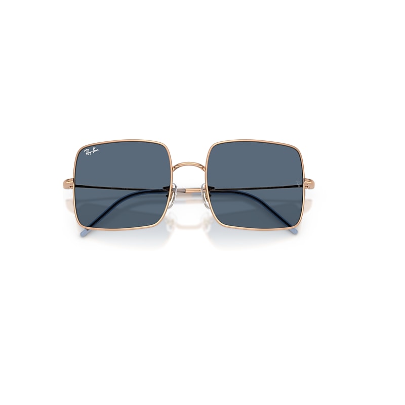 Ray-Ban Square 1971 Reverse Sunglasses Rose Gold Frame Blue Lenses 54-19