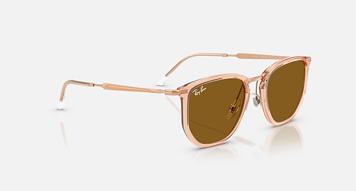 Ray-Ban サングラス RB4451 クリアグレーフレーム RB4451 Sunglasses in Transparent Beige and Brown (53-20) - RB4451