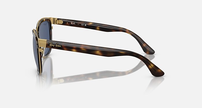 CLYDE Sunglasses in Havana On Gold and Dark Blue (53-22) - RB3709