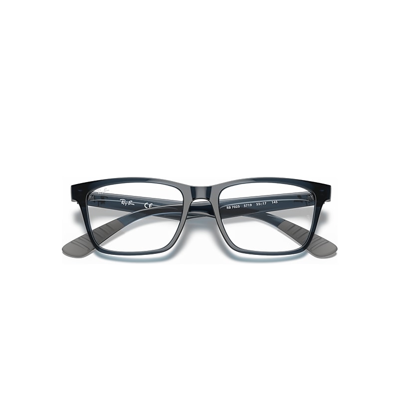 Ray-Ban Rb7025 Optics Optical Blue Frame Clear Lenses Polarized 53-17