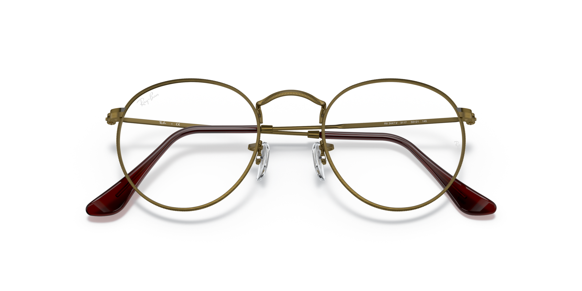 Ray-Ban Round Metal Optics Eyeglasses Antique Gold Frame Demo Lens Lenses 47-21 139$