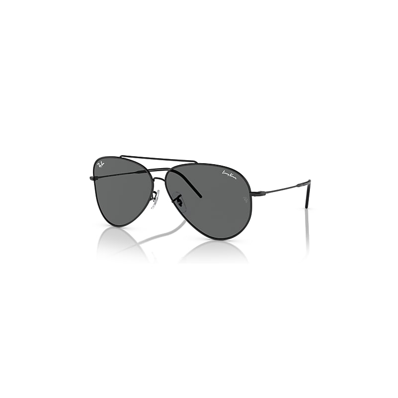Ray-Ban Sunglasses  Lenny Kravitz X Aviator Reverse - Black Frame Grey Lenses 59-11, RBR0101S