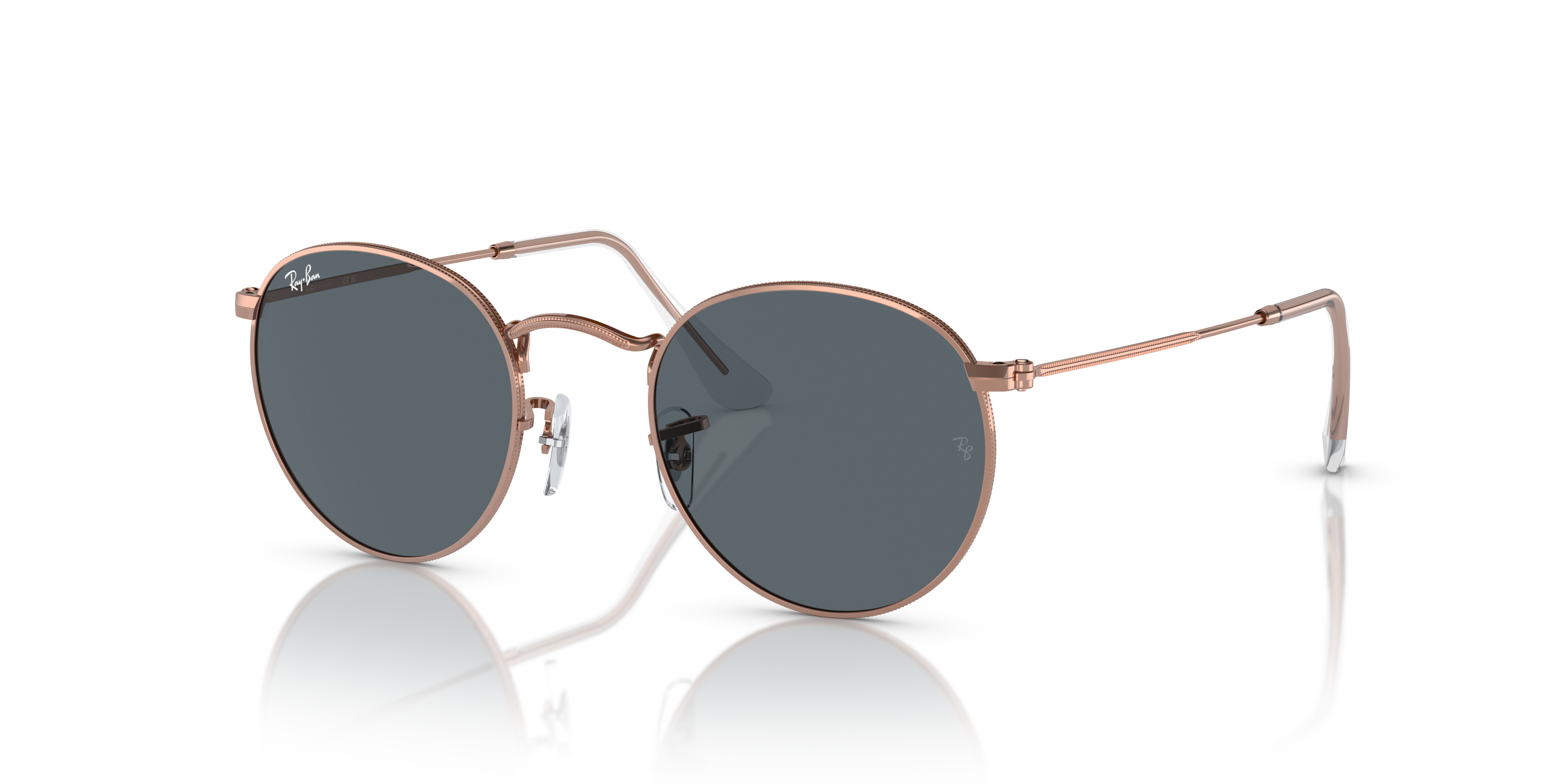 ROUND METAL ROSE GOLD Sunglasses in Rose Gold and Blue - RB3447