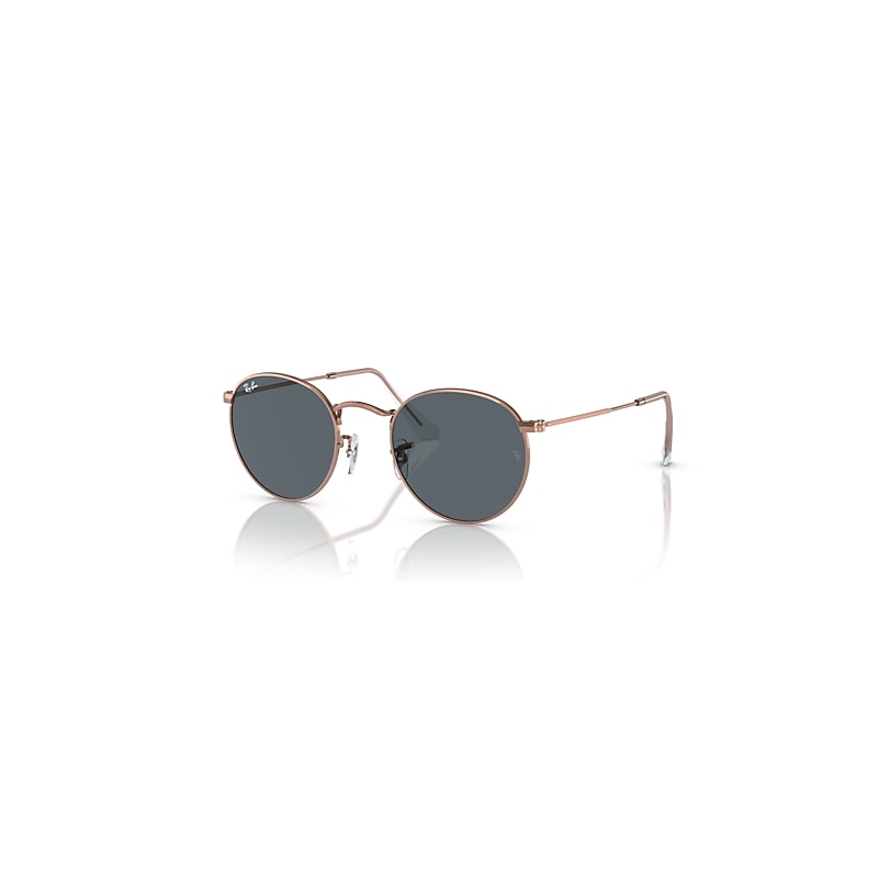 Ray-Ban Round Metal Rose Gold Sunglasses Rose Gold Frame Blue Lenses 53-21