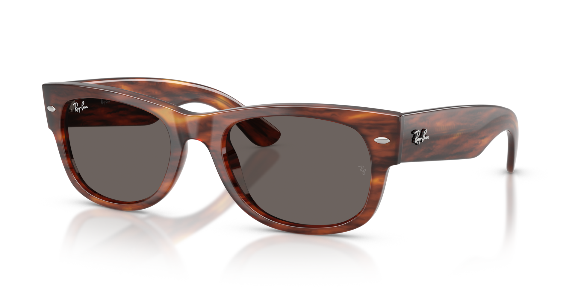 MEGA WAYFARER II Sunglasses in Striped Havana and Dark Grey