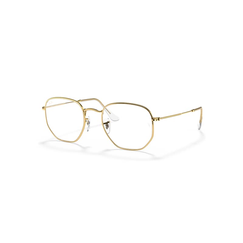 Ray-Ban Sunglasses  Hexagonal Blue-Violet Light Clear - Gold Frame Clear Lenses 51-21, RB3548