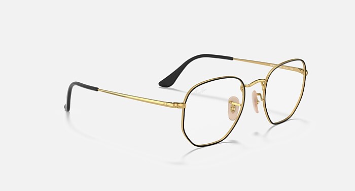 HEXAGONAL OPTICS Eyeglasses with Black On Gold Frame - RB6448
