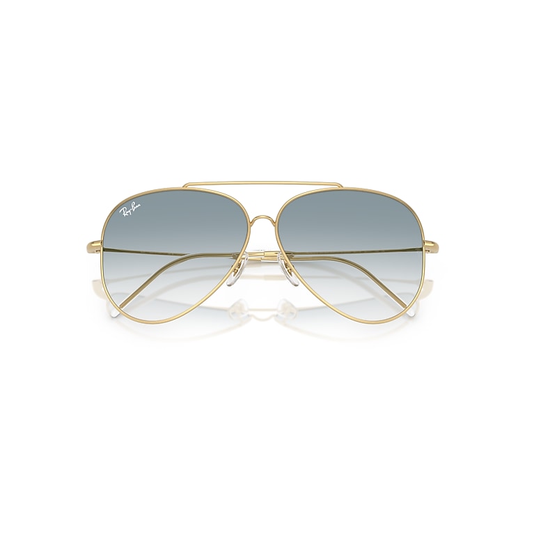 Ray-Ban Aviator Reverse Sunglasses Arista Gold Frame Blue Lenses 62-11