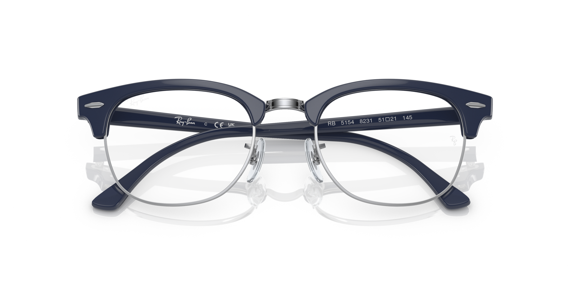 Ray-Ban Clubmaster Optics Eyeglasses Blue Frame Clear Lenses Polarized 49-21 147$