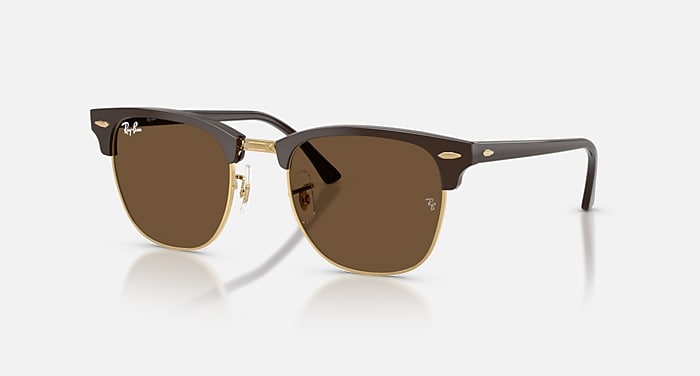 Vintage Ray-Ban Clubmaster Sunglasses in Brown with Gold Accents Ray-Ban RB3016 Clubmaster 902/57 51mm Tortoise Gold Brown  main image 3