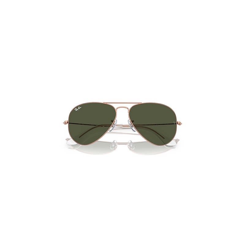 Ray-Ban Aviator Rose Gold Sunglasses Rose Gold Frame Green Lenses 55-14