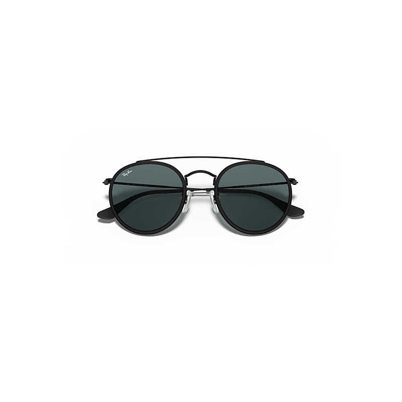 ROUND DOUBLE BRIDGE Sunglasses in Black and Blue/Grey (51-22