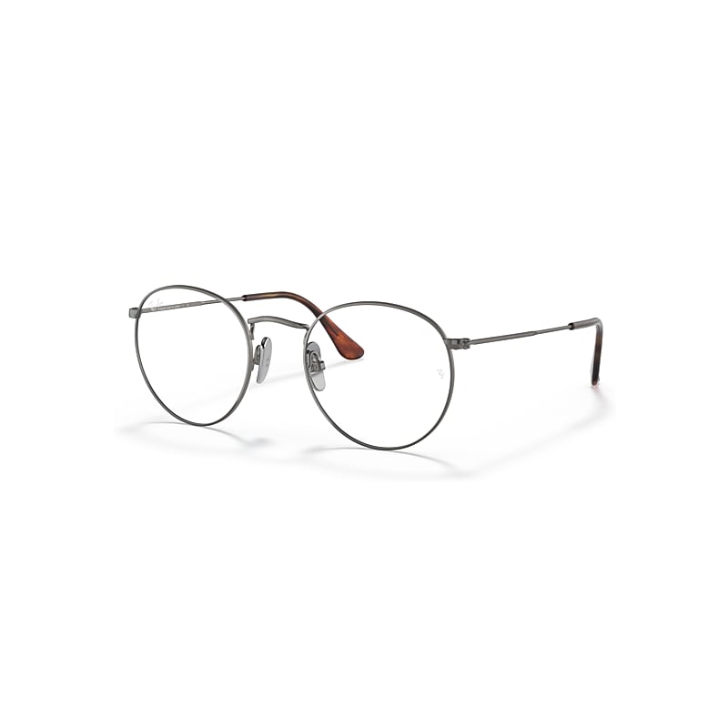 Ray-Ban Round Titanium Optics Gunmetal Fassung Klar Glas 50-21, RB8247V