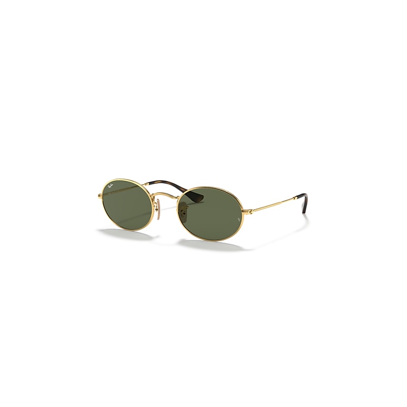 Ray-Ban Oval Flat Lenses Gafas De Sol Oro Arista Montura Verde Lentes 48-21