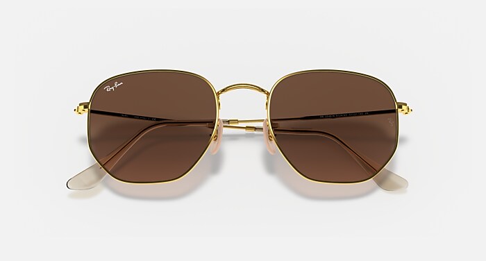 LIKE NEW RayBan Hexagonal Gradient Brown RB3548N Sunglasses Ray-Ban Hexagonal Light Brown Gradient Unisex Sunglasses  main image 4
