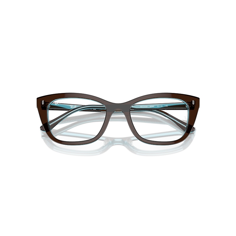 Ray-Ban Rb5433 Optics Optical Brown On Transparent Blue Frame Clear Lenses Polarized 50-19