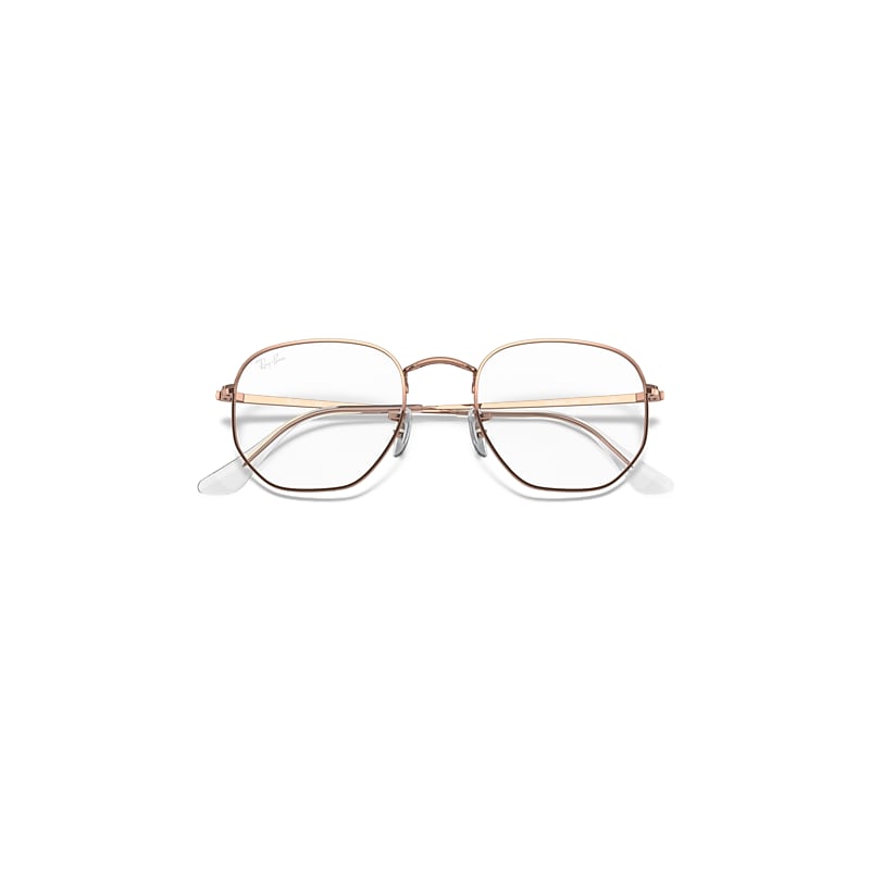Ray-Ban Hexagonal Optics Optical Shiny Rose Gold Frame Clear Lenses 48-21