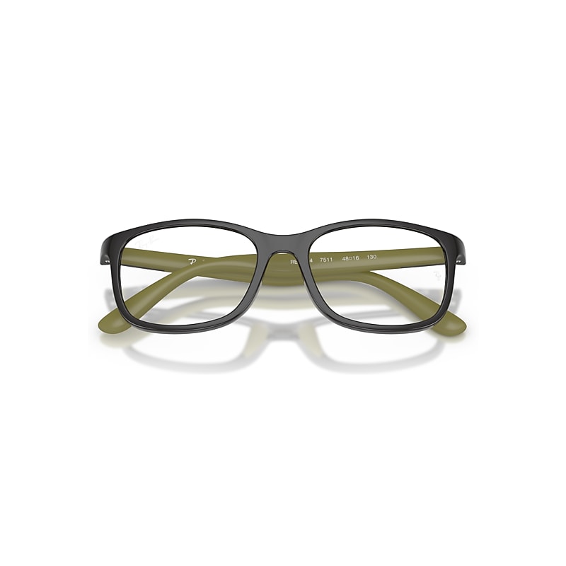 Ray-Ban Rb1644 Optics Kids Bio-based Optical Grey On Rubber Green Frame Clear Lenses Polarized 46-16