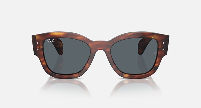 Jorge Sunglasses in Striped Havana Frame and Blue Lenses (52-20