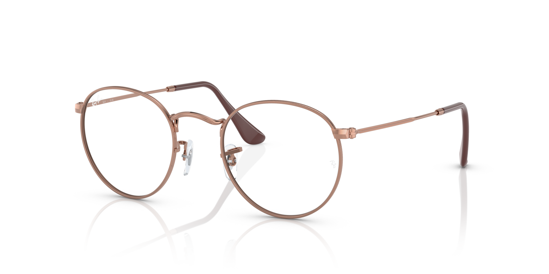 Ray-Ban Eyeglasses Round Metal Optics Prescription - Rose Gold Frame Clear Lenses 47-21